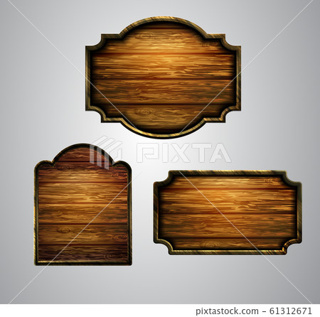 Vector realistic illustration of wooden signboard 61312671
