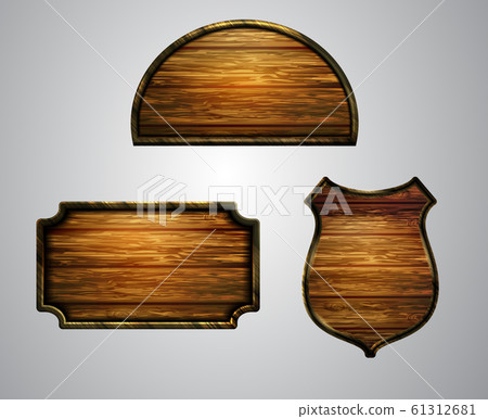 Vector realistic illustration of wooden signboard 61312681