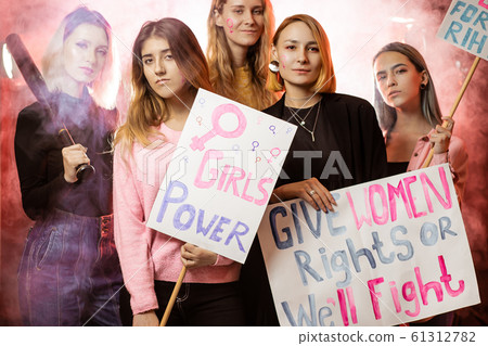 bad-hearted group of feminists in smoke 61312782