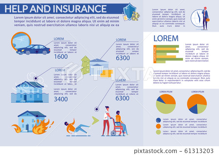 Help and Insurance, Compensation Infographic Set. Help and Insurance, Compensation Infographic Set. 61313203