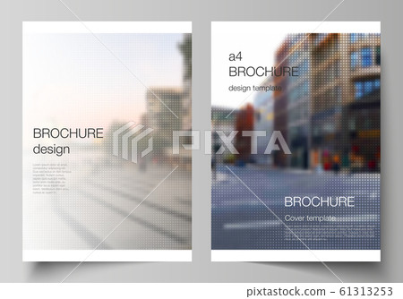 Vector layout of A4 cover mockups design templates for brochure, flyer, booklet, cover design, book design, brochure cover. Abstract halftone effect decoration with dots. Dotted pattern decoration. 61313253