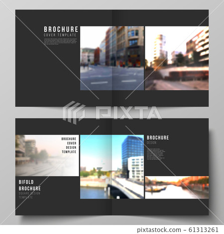 Vector layout of two covers templates for square design bifold brochure, flyer, cover design, book design, brochure cover. Abstract halftone effect decoration with dots. Dotted pattern decoration. Vector layout of two covers templates for square design bifold brochure, flyer, cover design, book design, brochure cover. Abstract halftone effect decoration with dots. Dotted pattern decoration. 61313261
