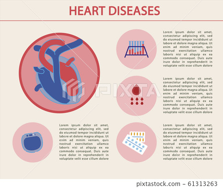 Flat Banner, Written Heart Diseases, Cartoon. Flat Banner, Written Heart Diseases, Cartoon. 61313263