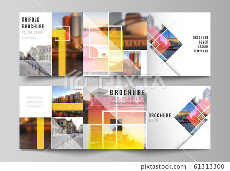 The minimal vector editable layout of square format covers design templates for trifold brochure, flyer, magazine. Creative trendy style mockups, blue color trendy design backgrounds. The minimal vector editable layout of square format covers design templates for trifold brochure, flyer, magazine. Creative trendy style mockups, blue color trendy design backgrounds. 61313300