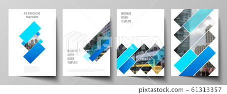 The vector layout of A4 format modern cover mockups design templates for brochure, magazine, flyer, booklet, annual report. Abstract geometric pattern creative modern blue background with rectangles. 61313357