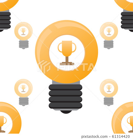 Business Seamless pattern of light bulb and trophy Business Seamless pattern of light bulb and trophy 61314420
