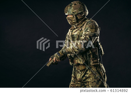 handsome fearless brave soldier man with gun handsome fearless brave soldier man with gun 61314892
