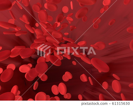 Red blood cell is flowing in blood vessel of body. 61315630