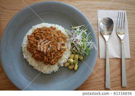 Delicious keema curry lunch at the cafe Delicious keema curry lunch at the cafe 61316656