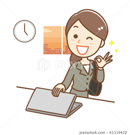 Women who leave the office on time OK sign 61319420