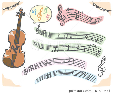 Violin and musical notes, sheet music-stock illustration Violin and musical notes, sheet music-stock illustration 61319551