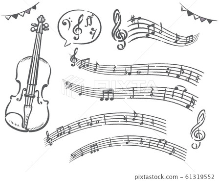 Violin and musical notes, sheet music-stock illustration Violin and musical notes, sheet music-stock illustration 61319552