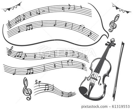 Violin and musical notes, sheet music-stock illustration Violin and musical notes, sheet music-stock illustration 61319553