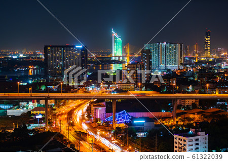 Bangkok city view and road at night, Thailand Bangkok city view and road at night, Thailand 61322039