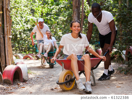 Group of people at adventure park Group of people at adventure park 61322386