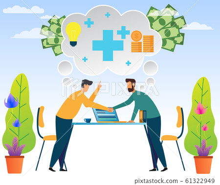 Two man handshake with positive thinking makes a 61322949