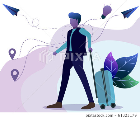 Businessman carrying a luggage with wheels during Businessman carrying a luggage with wheels during 61323179