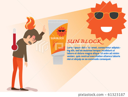 Heat stroke warning infographics. detail of hot 61323187