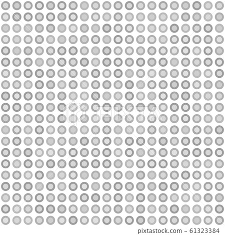 Grey polka dot pattern with rings. Seamless vector 61323384