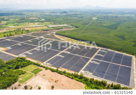 Solar cell energy farm. High angle view of solar 61325140