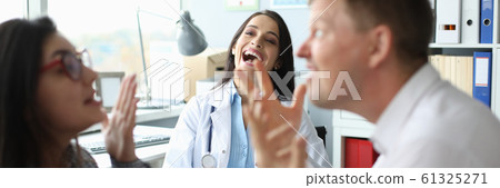 Doctor psychologist laughs in office at easy problems 61325271