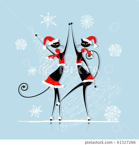 Christmas party, graceful cats dancing 61327266