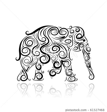 Ornamental elephant silhouette for your design 61327468