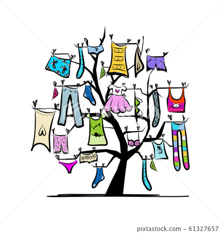 Wardrobe, clothes on tree for your design Wardrobe, clothes on tree for your design 61327657