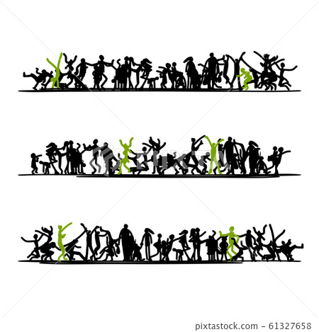 Sketch of people crowd for your design 61327658