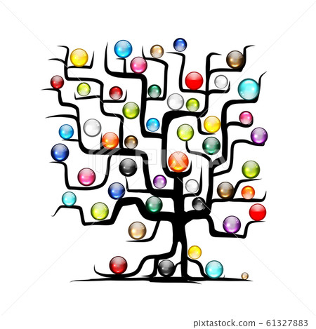 Abstract tree with glossy balls for your design 61327883