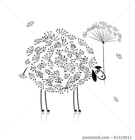 Funny sheep, sketch for your design Funny sheep, sketch for your design 61328011