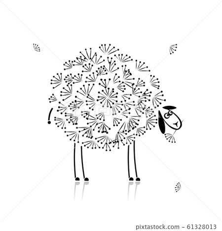 Funny sheep, sketch for your design Funny sheep, sketch for your design 61328013