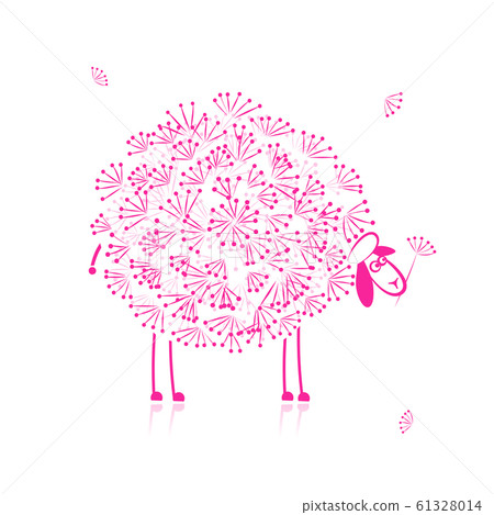 Funny pink sheep, sketch for your design Funny pink sheep, sketch for your design 61328014