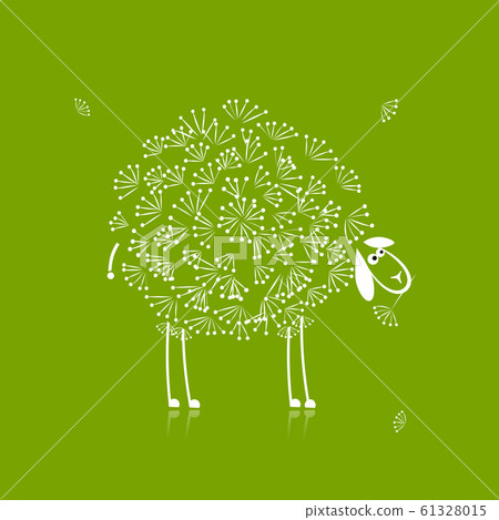 Funny white sheep, sketch for your design Funny white sheep, sketch for your design 61328015