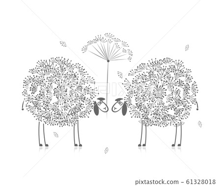 Two funny sheeps, sketch for your design 61328018