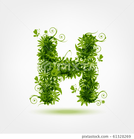 Green eco letter H for your design 61328269