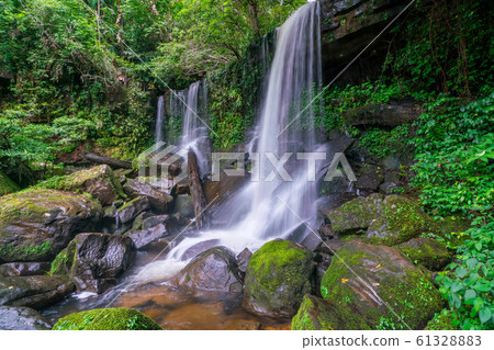 Waterfall scene at Rom Klao Pharadon Waterfalls in rainforest  Thailand. 61328883