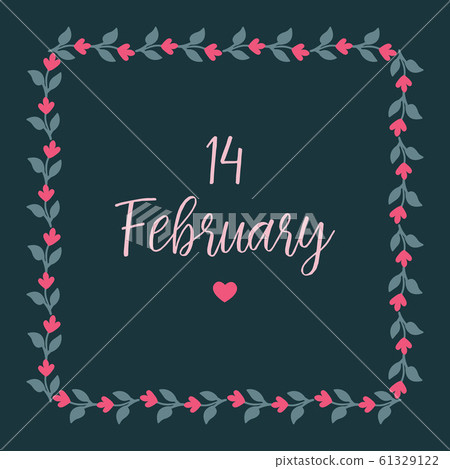 Romantic leaf and wreath frame, for beautiful 14 February greeting card design. Vector Romantic leaf and wreath frame, for beautiful 14 February greeting card design. Vector 61329122