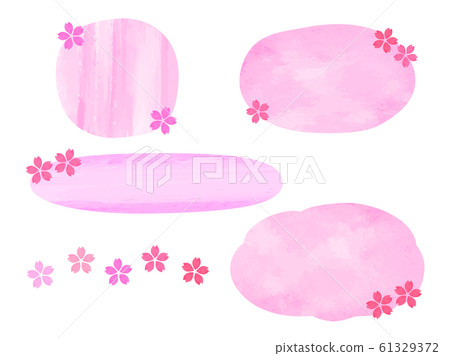 Cherry blossom frame set watercolor texture Cherry blossom frame set watercolor texture 61329372