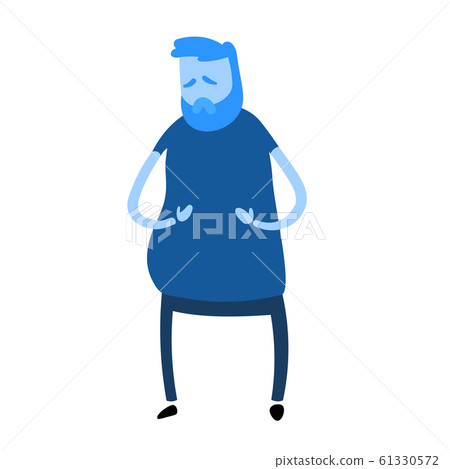 Overweight sad man. Obesity. Cartoon design icon. Flat vector illustration. Isolated on white background. Overweight sad man. Obesity. Cartoon design icon. Flat vector illustration. Isolated on white background. 61330572