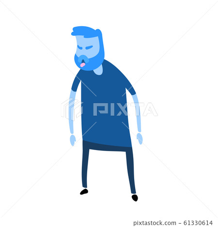 Wheezing, coughing man. Signs of sickness. Flat vector illustration. Isolated on white background. Wheezing, coughing man. Signs of sickness. Flat vector illustration. Isolated on white background. 61330614