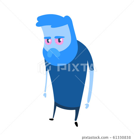 Cartoon man with red eyes and dilated pupils. Flat design icon. Flat vector illustration. Isolated on white background. Cartoon man with red eyes and dilated pupils. Flat design icon. Flat vector illustration. Isolated on white background. 61330838