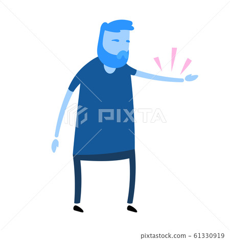Man feeling pain or numbness in his hand. Simple style icon. Flat vector illustration. Isolated on white background. Man feeling pain or numbness in his hand. Simple style icon. Flat vector illustration. Isolated on white background. 61330919