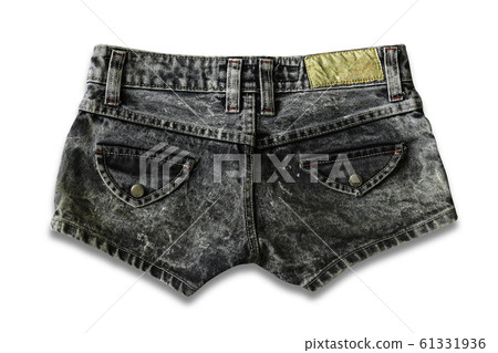 black Jeans shorts women isolation. black Jeans shorts women isolation. 61331936