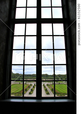 World Cultural Heritage Sweden Drottningholm Palace Overlooking the courtyard through the window from inside the palace Vertical position 61332500