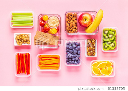 Healthy snack on a pastel background. 61332705