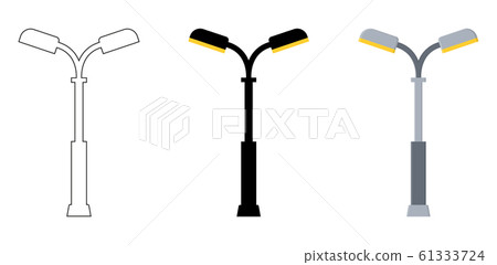 Outline, black silhouette, cartoon streen - Stock Illustration