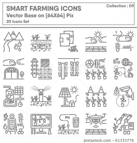 Smart Farming and Agricultural Technology Icons Set, Icon Collection of Intelligence Farm Monitor Smart Farming and Agricultural Technology Icons Set, Icon Collection of Intelligence Farm Monitor 61333778