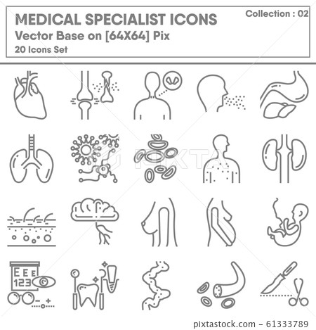 Medical Specialist Occupation and Healthcare Icon Set, Icons Collection for Business Hospital  61333789