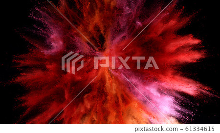 Explosion of colored powder isolated on black 61334615